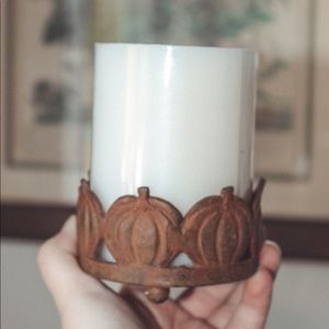Rustic fall pumpkin candle holder decor